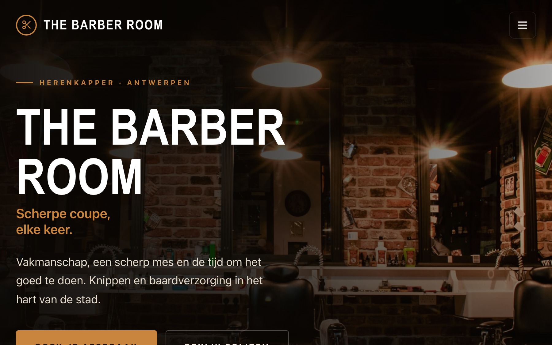 Voorbeeld van een herenkapper-website gemaakt door Obreon