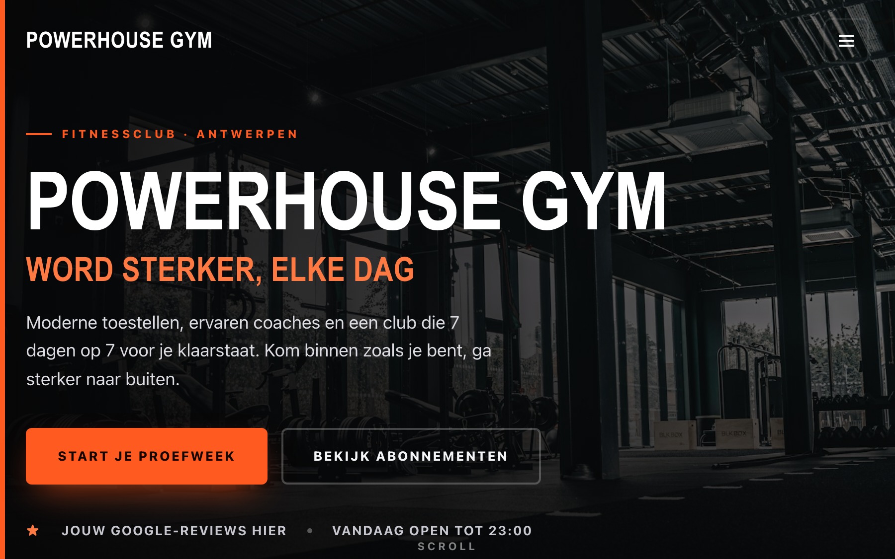 Voorbeeld van een fitnessclub-website gemaakt door Obreon
