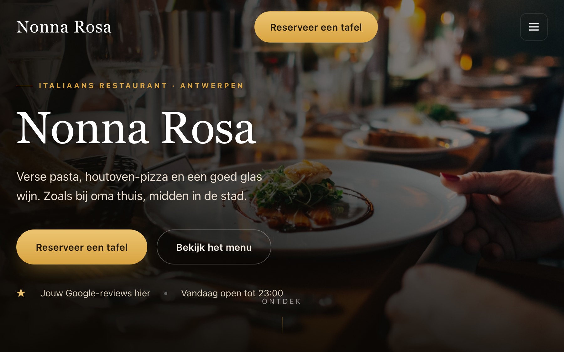 Voorbeeld van een restaurant-website gemaakt door Obreon